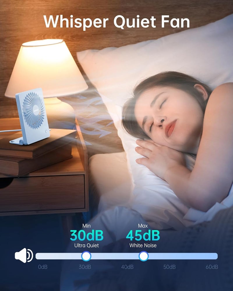 TriPole Mini Desk Fan USB Powered Portable Fan Small Personal Fan 3 Speeds Strong Airflow Table Fan for Travel Home Office Bedroom Desktop, 3.3ft Cable (No Battery, Blue) - Image 3